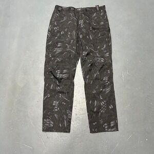 Vintage baggy straight leg duck canvas black all over print camo cargo pants